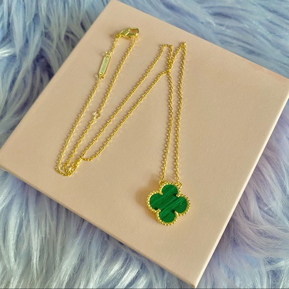 Four leaf Clover Necklace in Gold Finish 100% Sterling Silver - Picture 10 of 12